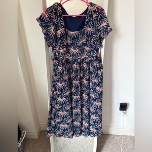 Madewell Navy Dress with Pink and Green Floral Accents